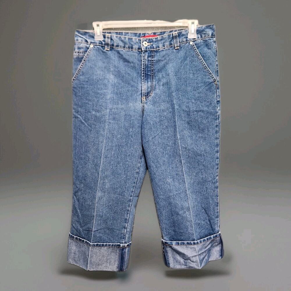 Gloria Vanderbilt Capri Jeans Size 16 Blue Cuffed Straight Leg